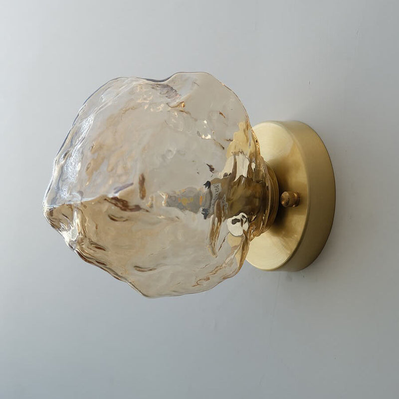 Scandinavian Modern Minimalist Stone Shape Hardware Glass 1-LIight Wall Sconce Lamp
