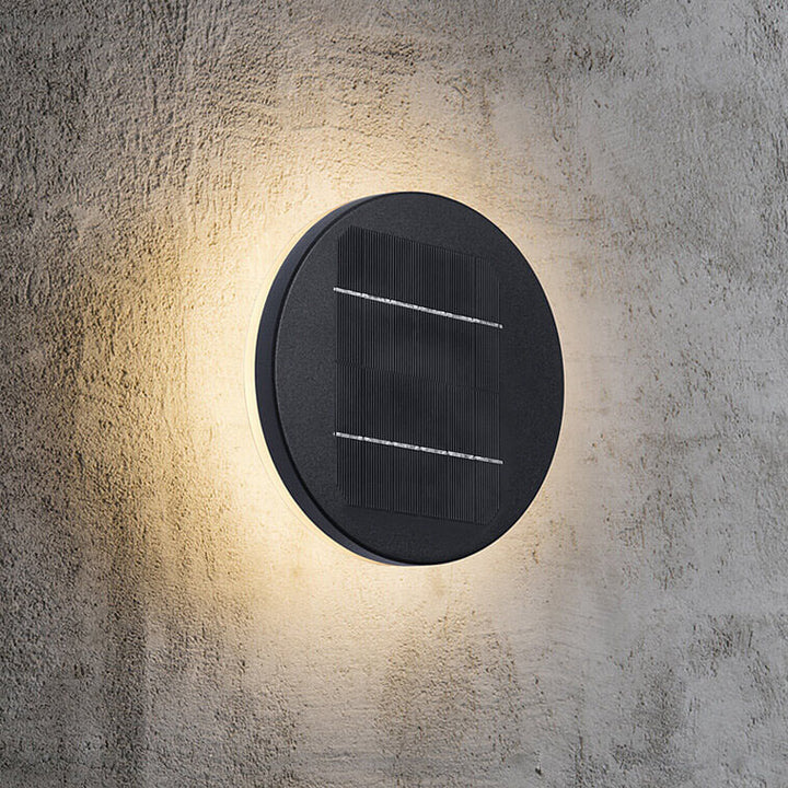 Lampe murale d'extérieur LED au design rond et minimaliste, étanche et solaire 