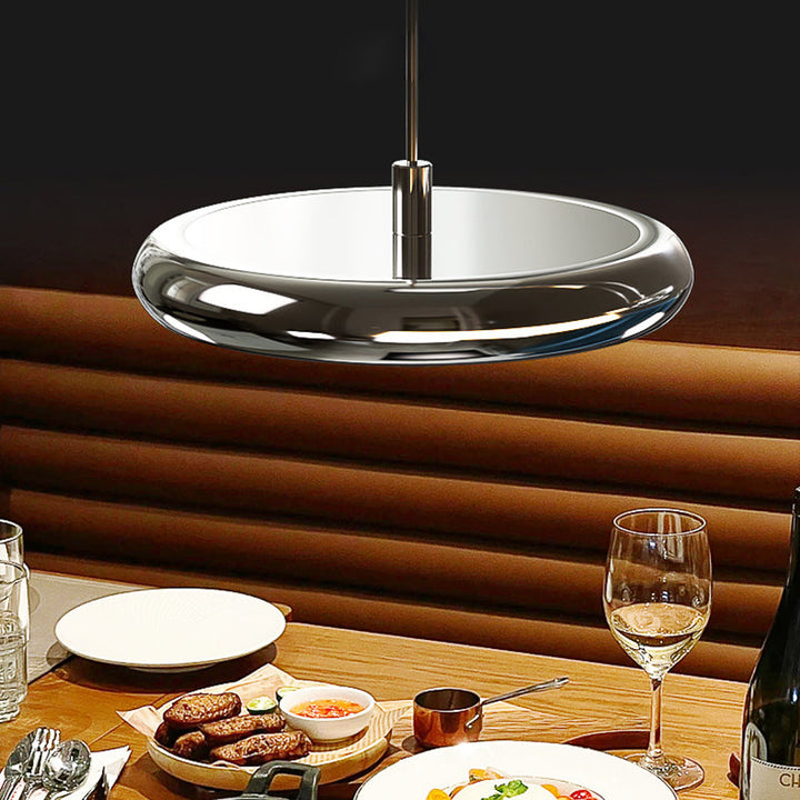 Moderne minimalistische Edelstahl-Aluminium-Disc-Shade LED-Insel-Licht-Kronleuchter für Wohnzimmer 