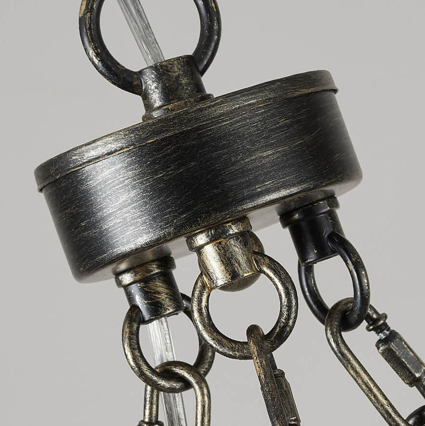 Candelabro de isla de 6 luces con soporte de vela de asta industrial de resina, hierro y acrílico 