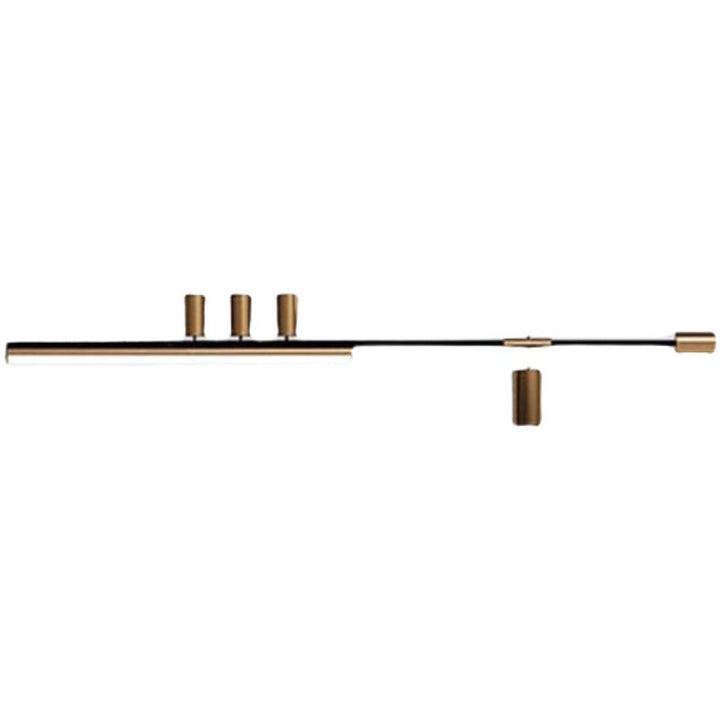 Lustre moderne minimaliste avec monogramme, cylindre long en acrylique et cuivre à 5 lumières pour salon 
