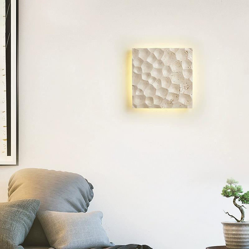 Zeitgenössische kreative Stein quadratische LED-Wandleuchte Lampe für Wohnzimmer 