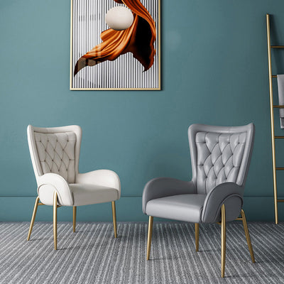 Moderna silla de comedor de lujo cuadrada curva de PU cuero terciopelo hierro con respaldo y brazo para comedor 