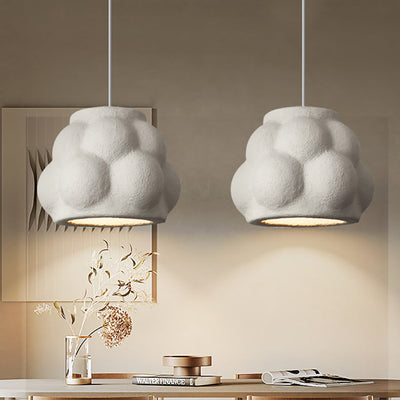 Traditionelle japanische Wabi-Sabi-Imitation Zement Textur Bubble Shade 1-Licht Pendelleuchte für Wohnzimmer 