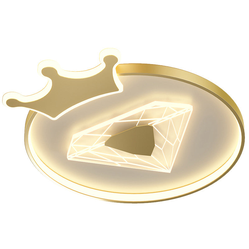 Moderne Art Deco Crown Diamant Runde Acryl Eisen LED Unterputz Deckenleuchte Für Schlafzimmer 