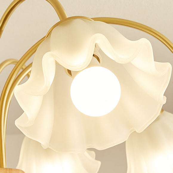 Lámpara de araña tradicional francesa redonda de cobre con vidrio y madera con 4/6/8 luces para sala de estar 