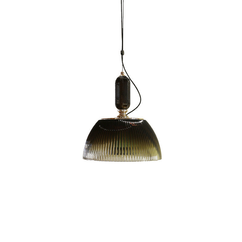 Zeitgenössische nordische gerippte Glasschalen-Pendelleuchte mit 2 Lichtern für das Wohnzimmer 
