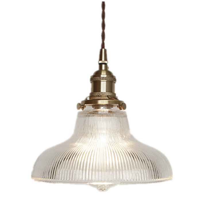Traditional Vintage Textured Glass Copper Round Pot 1-Light Pendant Light For Dining Room