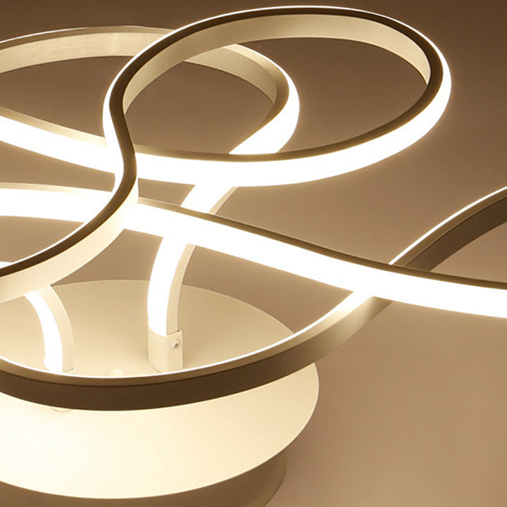 Plafonnier LED semi-encastré en aluminium et acrylique à bande irrégulière moderne et transitoire pour salon 