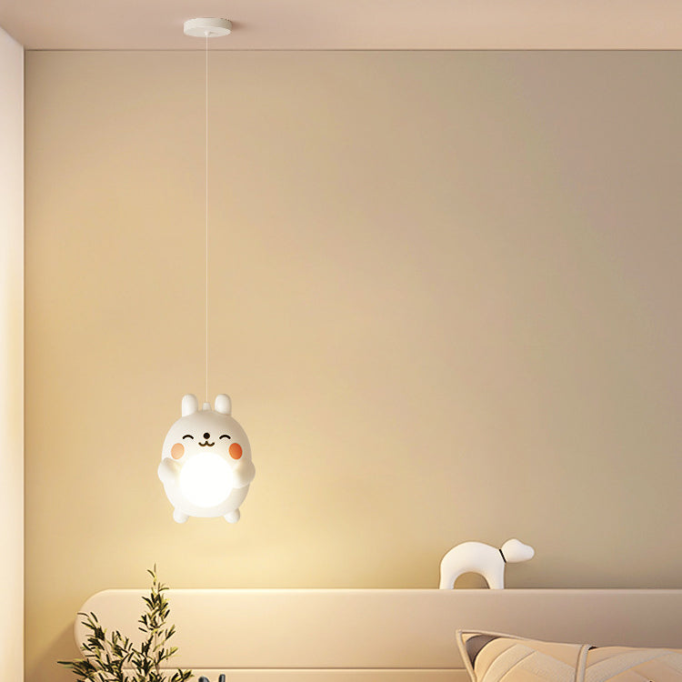 مصباح معلق للأطفال بتصميم آرت ديكو الحديث من الحديد والأكريليك على شكل أرنب LED لغرفة النوم 