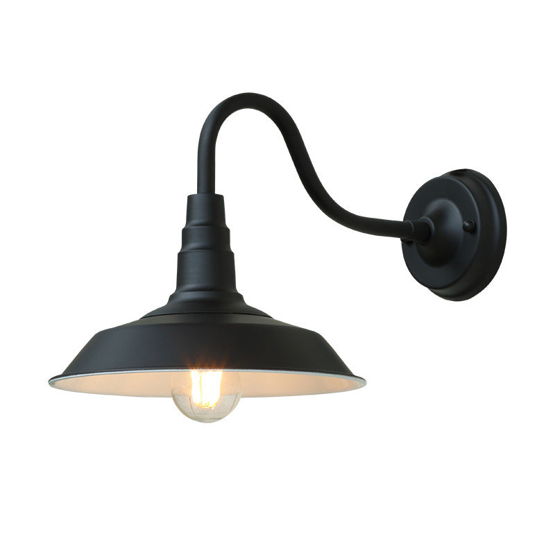 Traditional Vintage Iron Round Shade 1-Light Wall Sconce Lamp For Dining Room