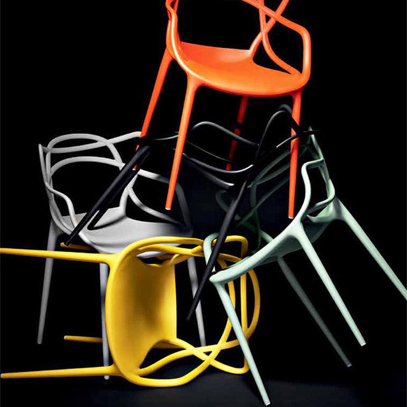 Contemporary Creative Curved Frame PC Plastic Dining Chair Backrest Armrest For Dining Room