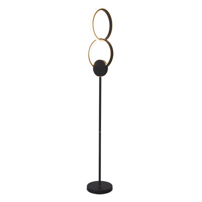 Lámpara de pie LED con base de hierro interconectada de anillos dobles de acrílico de simplicidad moderna 