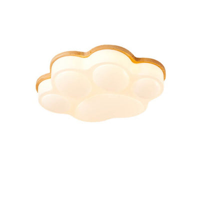 Nordic Creative Cat Paw Design Wood PE LED Flush Mount Ceiling Light