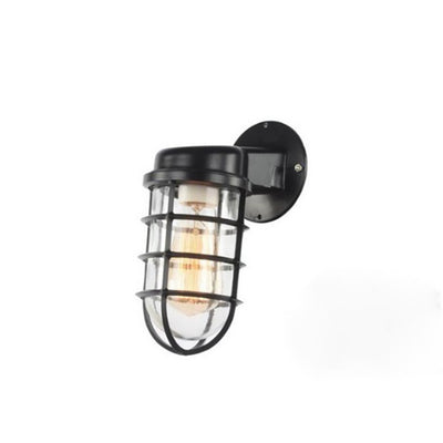 Contemporary Industrial Aluminum Round Cage 1-Light Waterproof Wall Sconce Lamp For Entryway