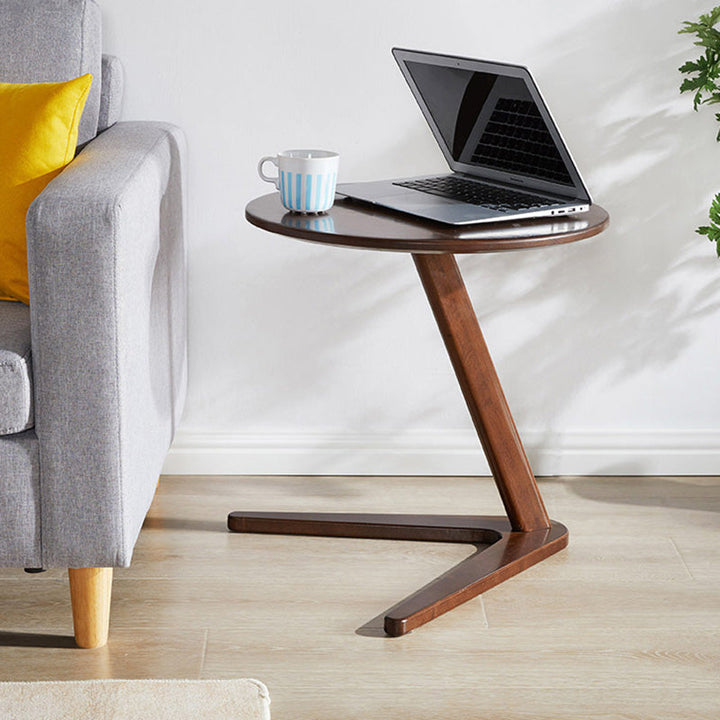 Table basse contemporaine nordique ronde triangulaire en bois d’hévéa pour salon 