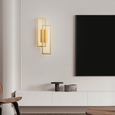 Moderne Mid-Century Wandleuchte aus Kupfer im rechteckigen geometrischen Design mit LED für das Bett 