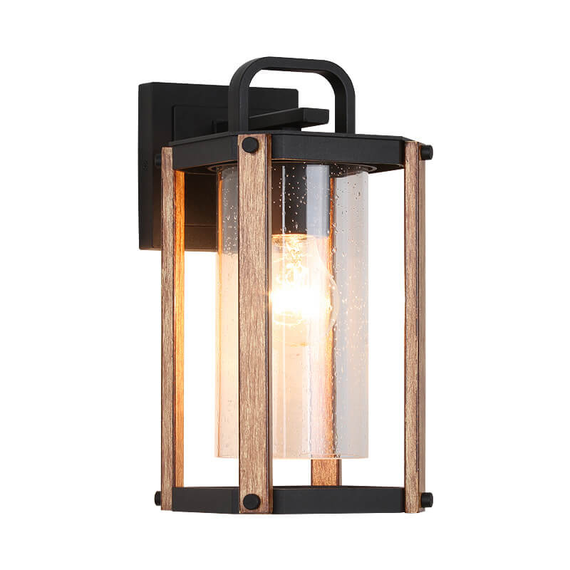 Lámpara Aplique de Pared Exterior de 1 Luz de Vidrio y Aluminio Hierro Rectangular de Simplicidad Moderna para Patio Exterior 