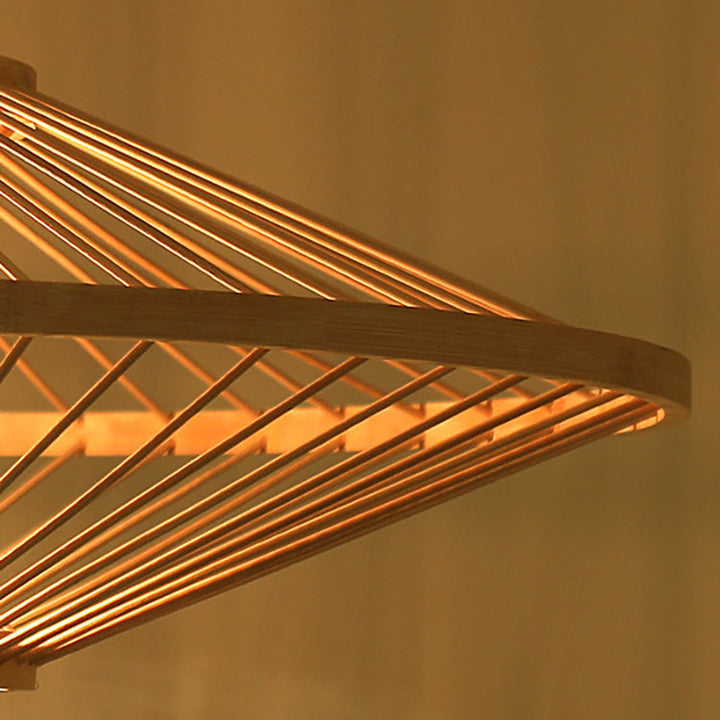 Traditionelle chinesische Zen-Pendelleuchte aus Bambusgeflecht mit 1 Licht für Esszimmer 