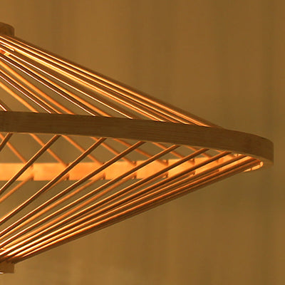 Traditionelle chinesische Zen-Pendelleuchte aus Bambusgeflecht mit 1 Licht für Esszimmer 