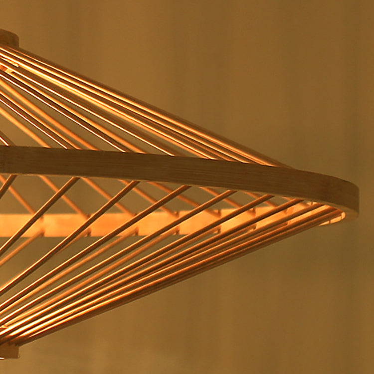 Traditionelle chinesische Zen-Pendelleuchte aus Bambusgeflecht mit 1 Licht für Esszimmer 