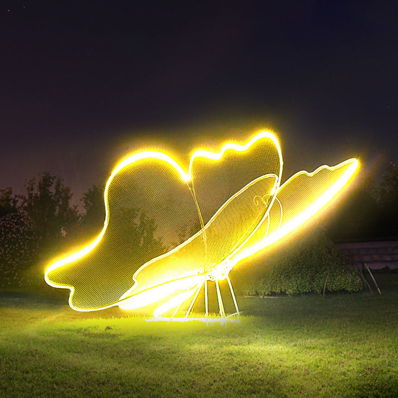 إضاءة خارجية LED على شكل فراشة من الألياف الزجاجية العازلة للماء بأسلوب آرت ديكو الحديث للحديقة 