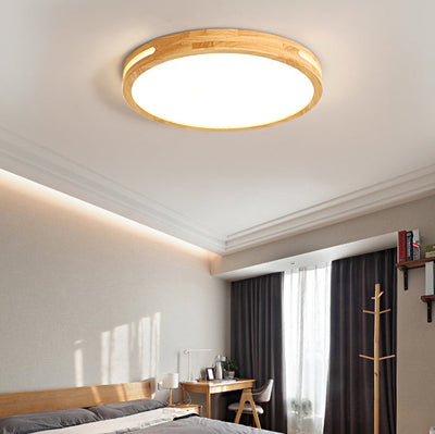 Moderne unbedeutende runde hölzerne Acryl-LED-Unterputz-Deckenleuchte für Schlafzimmer 