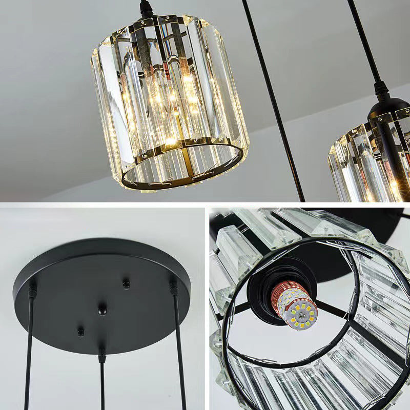 Modern Luxury Dazzling Prismatic Crystal Shade 1-Light Pendant Light For Bedroom