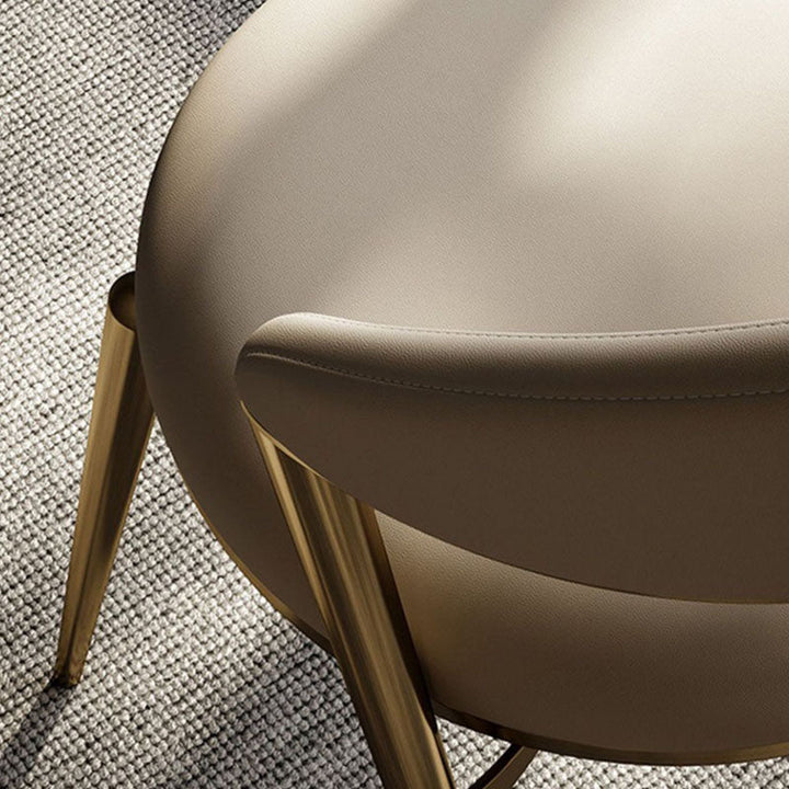 Modern Luxury Round Cushion Microfiber Leather Stainless Steel Dining Chair Backrest Armrest For Dining Room