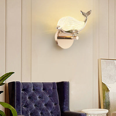 Nordic Light Luxury Creative Aluminum Whale LED Wall Sconce Lamp