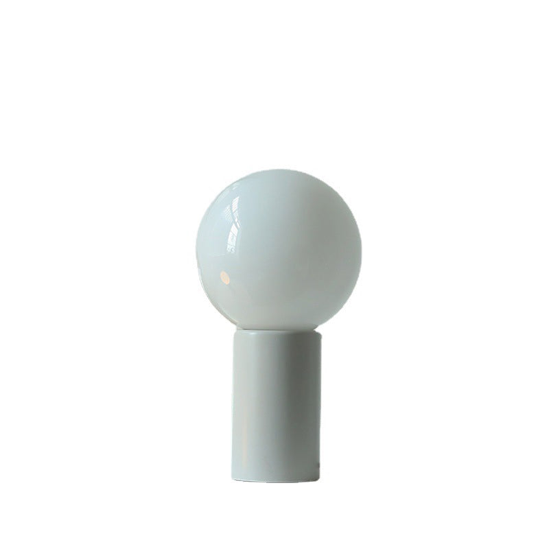 Lampe de table moderne minimaliste en verre cylindre boule ronde en bois massif à 1 lumière pour chambre 