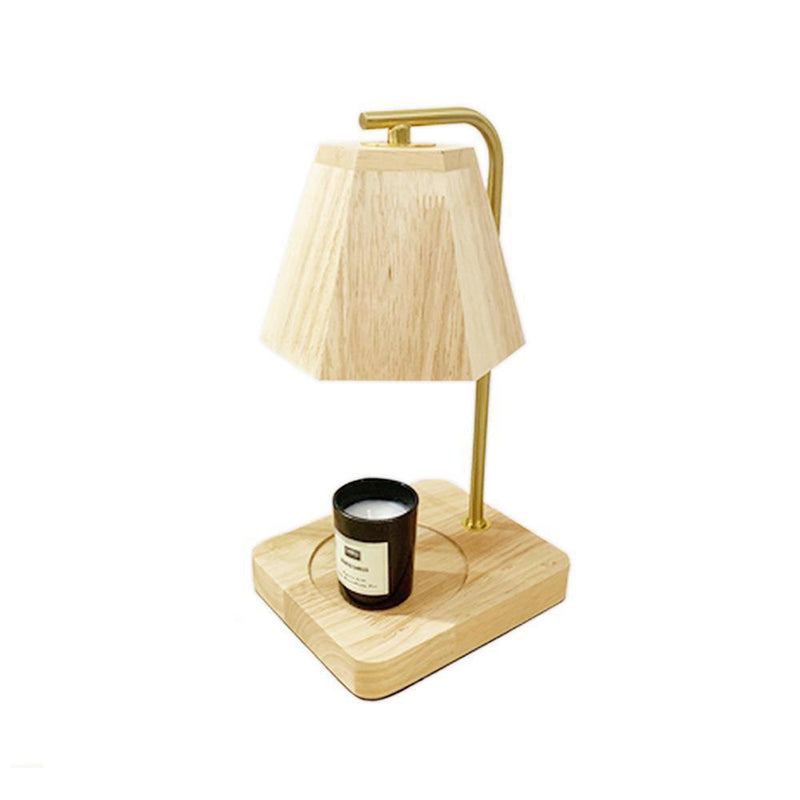 Zeitgenössische kreative sechseckige anhebbare 1-Licht-Schmelzwachs-Tischlampe aus Holz für Schlafzimmer 