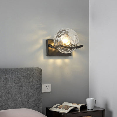 Moderne Einfachheit Eisen Wasser Muster Glas Ball Schatten 1-Licht Wand Leuchte Lampe Für Schlafzimmer 