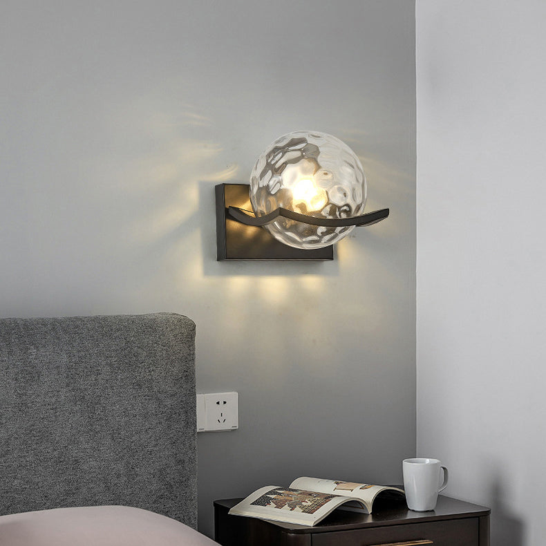 Moderne Einfachheit Eisen Wasser Muster Glas Ball Schatten 1-Licht Wand Leuchte Lampe Für Schlafzimmer 