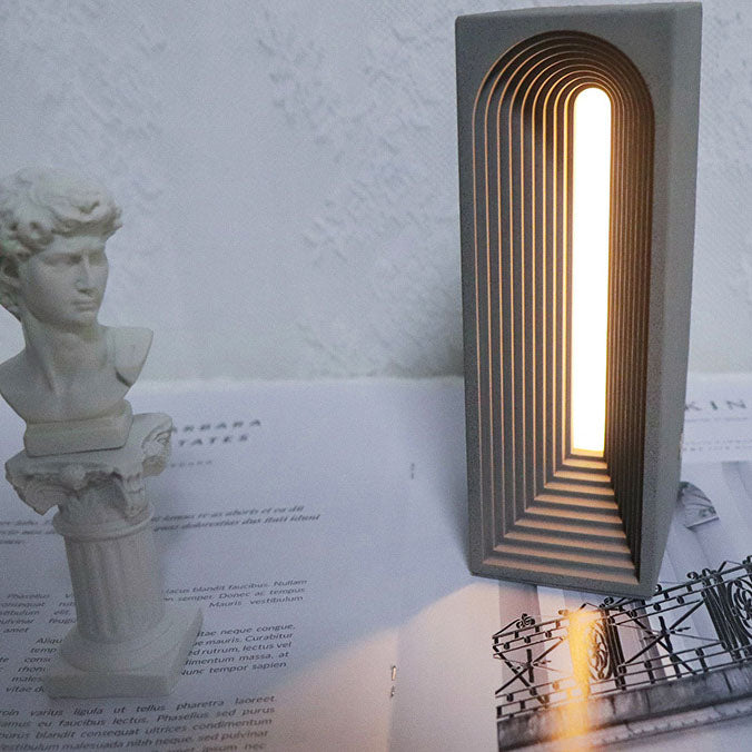 Moderne minimalistische rechteckige Zement-USB-LED-Tischlampe 