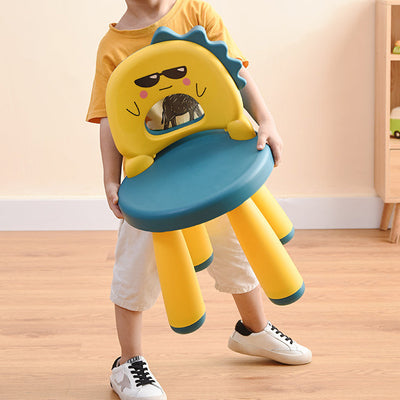 Tabouret rond en plastique pour enfants créatif contemporain avec dossier en forme de dinosaure pour le salon 
