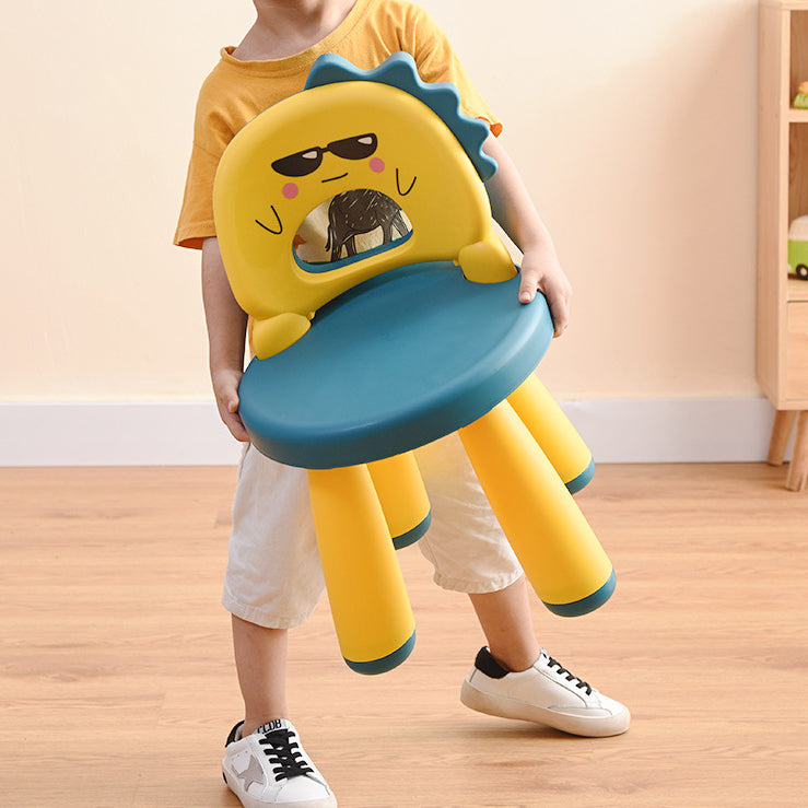 Tabouret rond en plastique pour enfants créatif contemporain avec dossier en forme de dinosaure pour le salon 