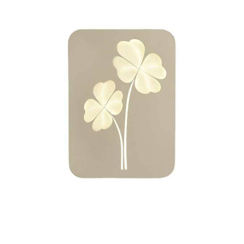 Applique murale LED rectangulaire en fer acrylique, simple et moderne, trèfle à quatre feuilles, carré, cœur d&