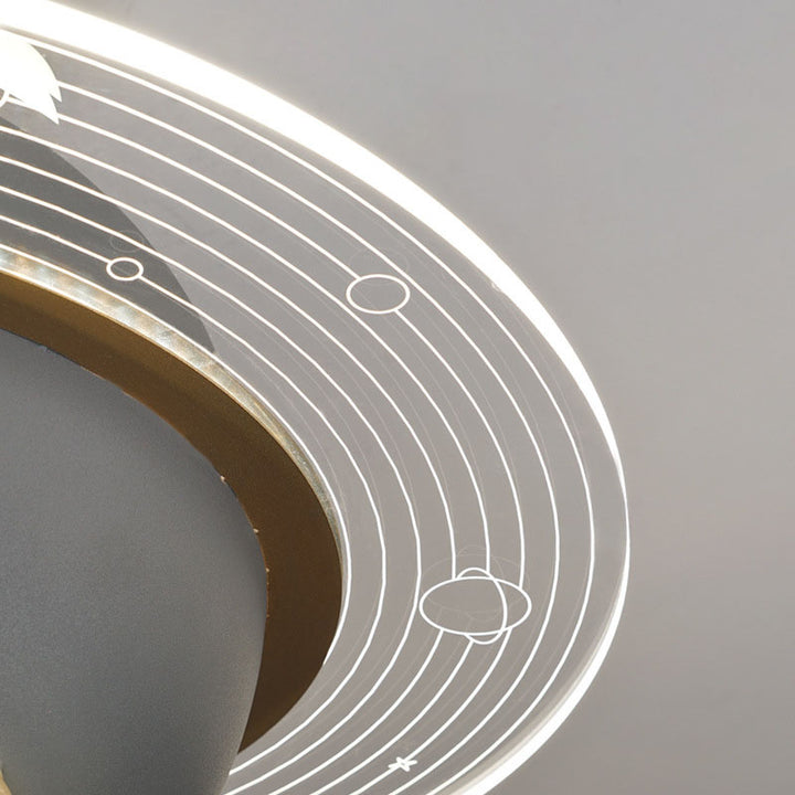 Lustre semi-encastré à LED pour chambre à coucher avec astronaute en résine acrylique métal contemporain créatif pour enfants et planète spatiale 