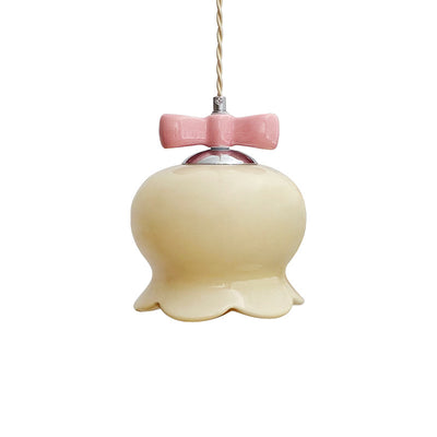 Art déco moderne nœud papillon cloche fleur d'orchidée abat-jour 1-lumière suspension pour chambre 