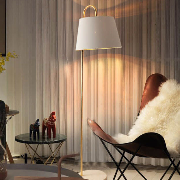 Nordic Modern Einfarbig Stoffschirm Marmor 1-Licht Stehende Stehlampe 