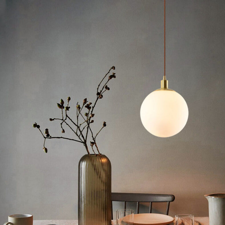 Lámpara colgante de 1 luz, orbe blanca minimalista nórdica 