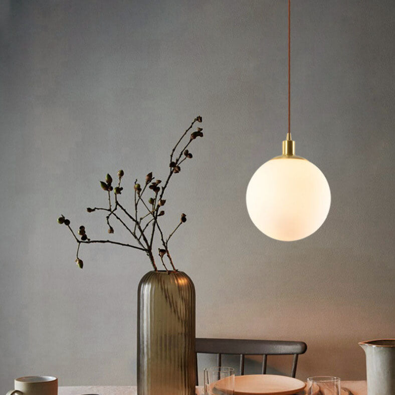 Nordischer Minimalistischer Weißer Orb 1-Licht Pendelleuchte 