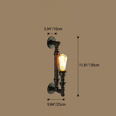 Traditionelle koloniale Wasserrohr-Wandleuchte aus Metall mit 1 Licht für Schlafzimmer 