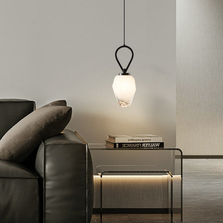 Lámpara colgante moderna minimalista de vidrio irregular cobre de 1 luz para sala de estar 