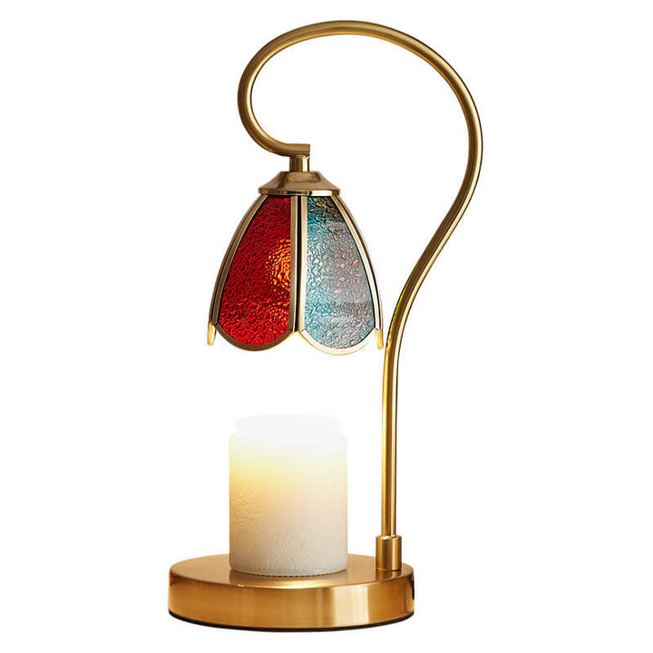 Moderne kreative Buntglas-Blumenschirm Eisenbasis 1-Licht schmelzende Wachs Tischlampe 