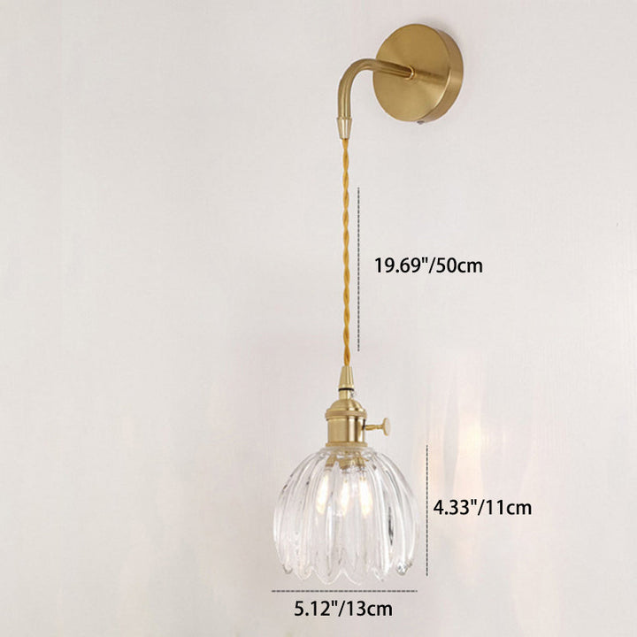 Applique Murale en Verre Cuivre Minimaliste Moderne à 1 Lumière pour Salon 