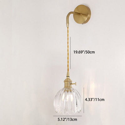 Moderne minimalistische Blumen Kupfer Glas 1-Licht Wandleuchte Lampe für Wohnzimmer 