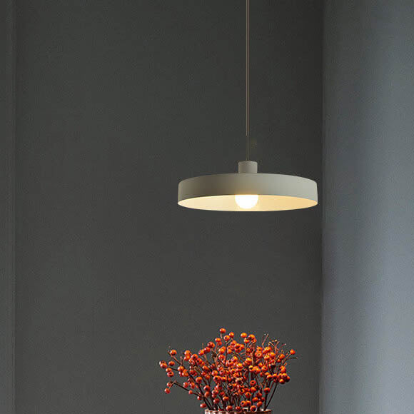 Modern Minimalist Aluminum Disc 1-Light Pendant Light For Living Room