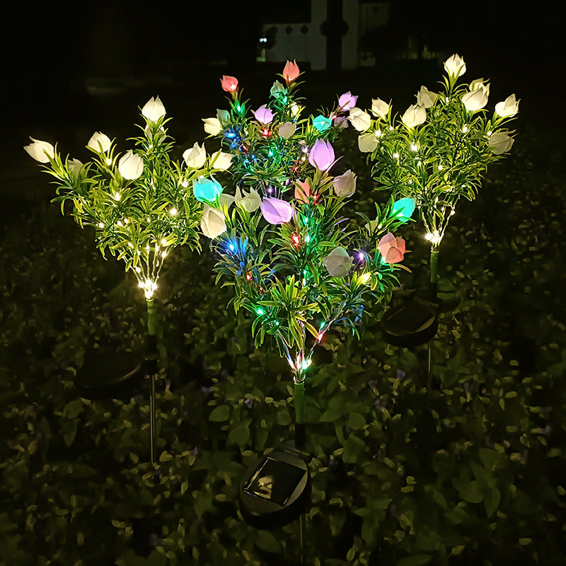 مصباح حديقة LED شمسي مقاوم للماء بتصميم إبداعي معاصر على شكل غاردينيا للباحات الخارجية 
